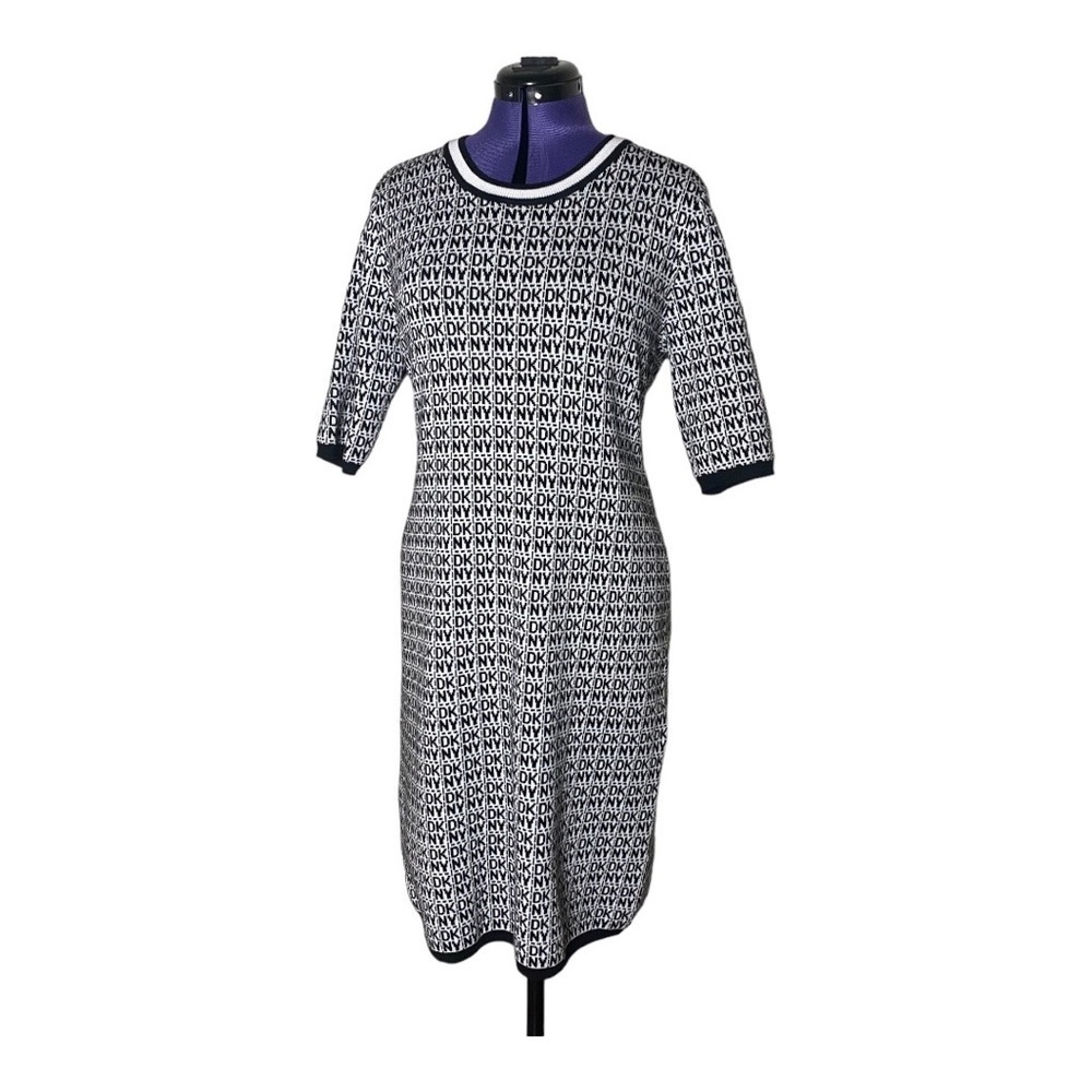 DKNY black and white dress crew neck size L - Picture 3 of 10